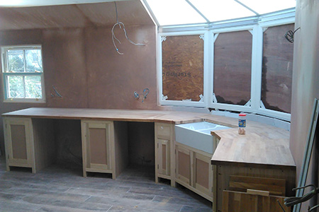 bespoke worktops and cupboard